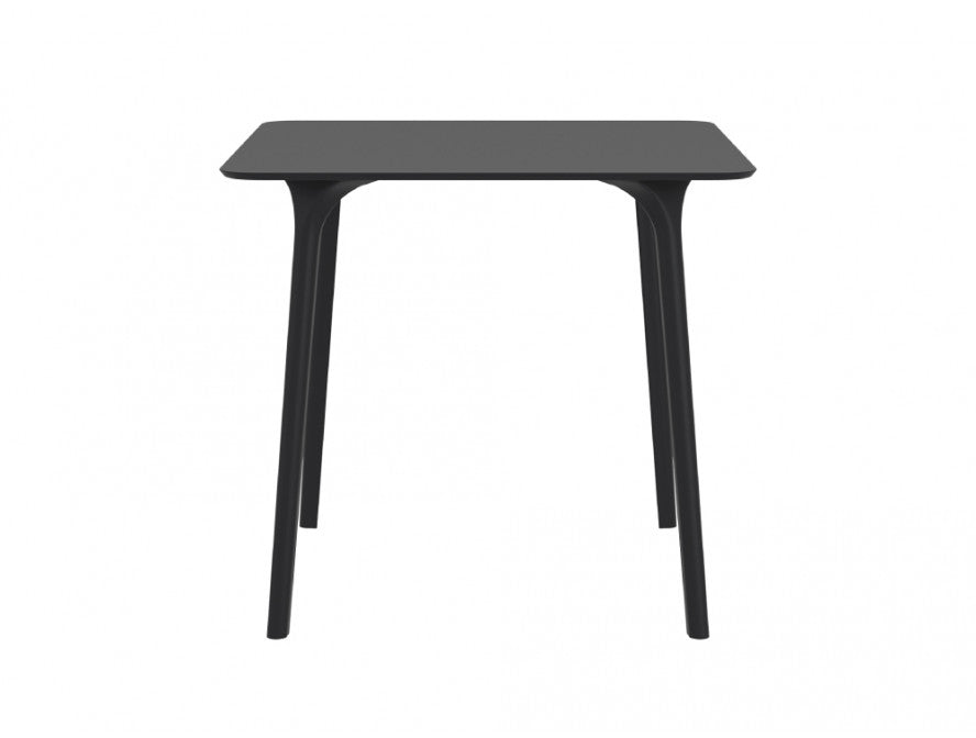 Table MAYLI carrée 80 cm plateau stratifié HPL pour l’intérieur et l’extérieur en noir